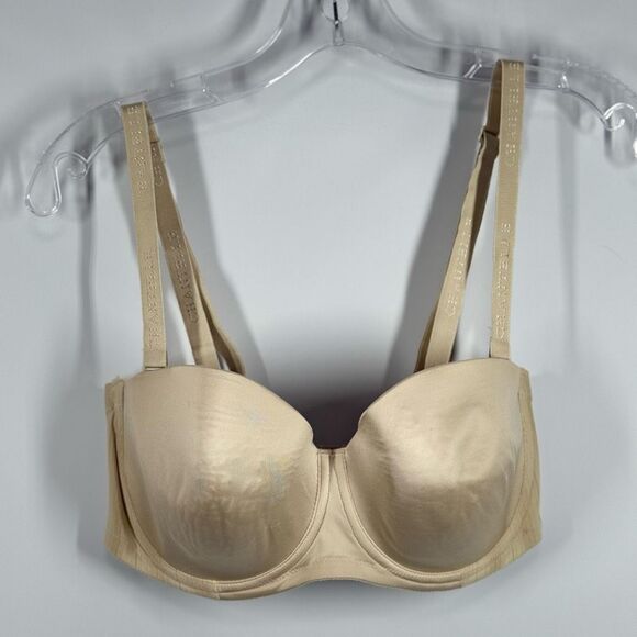 C 27 Chantelle tan brown light stripe convertible strap/strapless Comfort Chic F - Picture 1 of 8